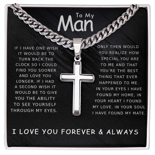 To My Man - Artisan Cross with Cuban Link Chain